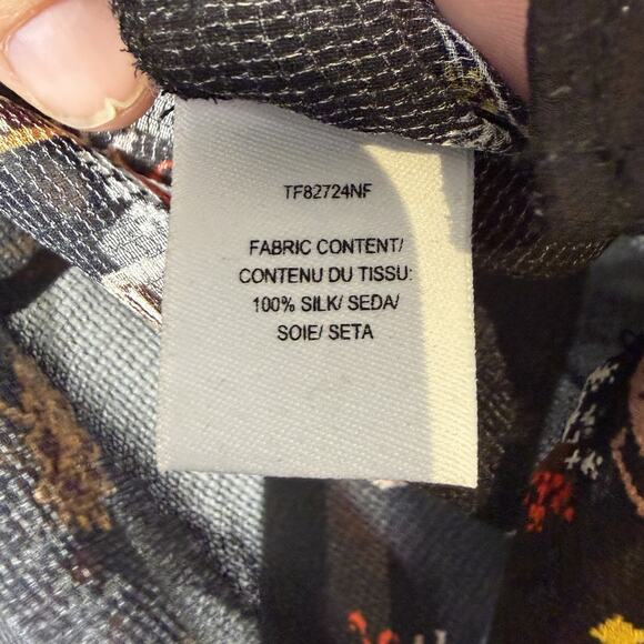 Derek Lam 10 Crosby Black Sheer Floral Silk Blouse Top S V-Neck Quiet Luxury - Picture 8 of 8